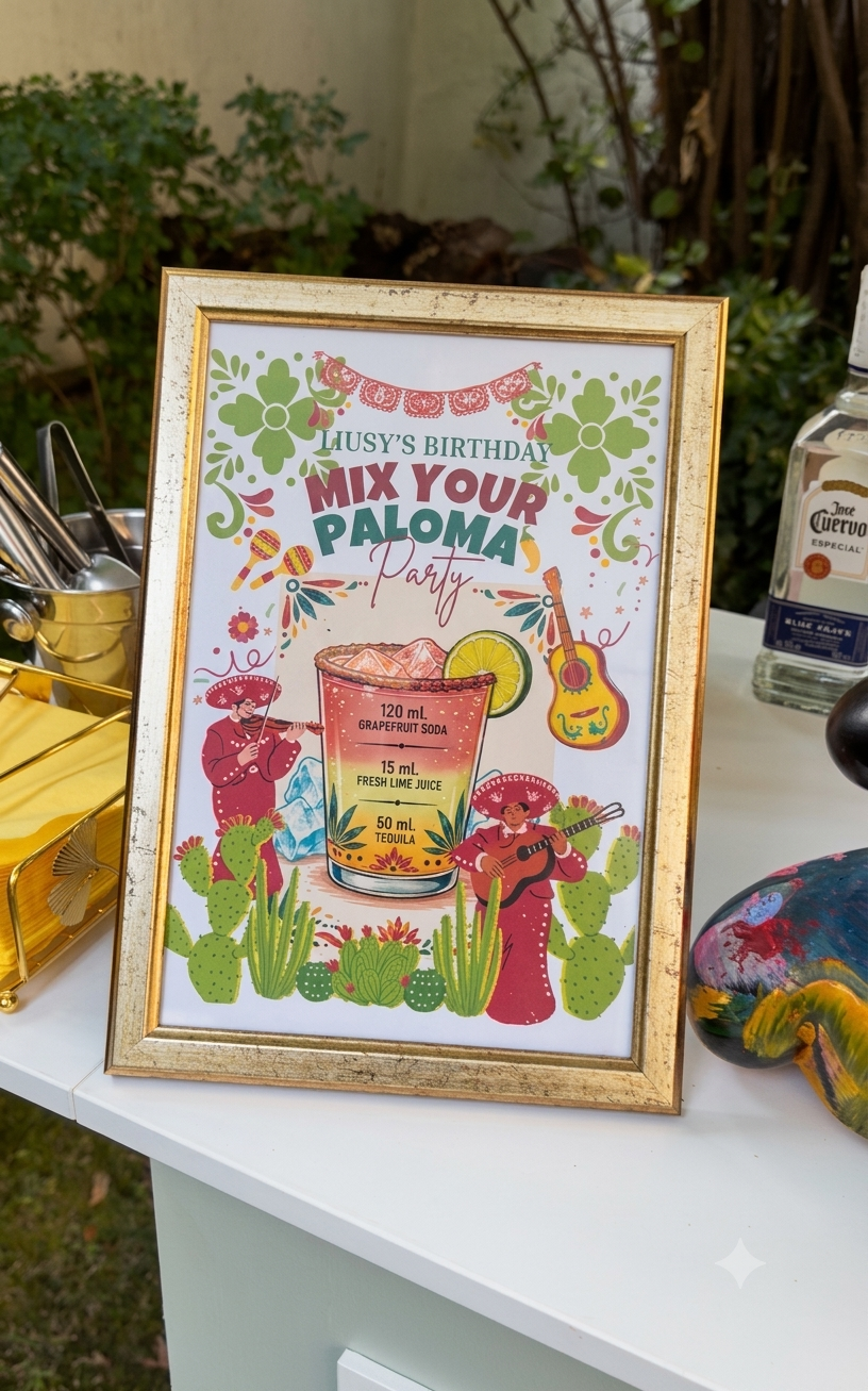 Златна табела Mix Your Paloma Party за рожден ден